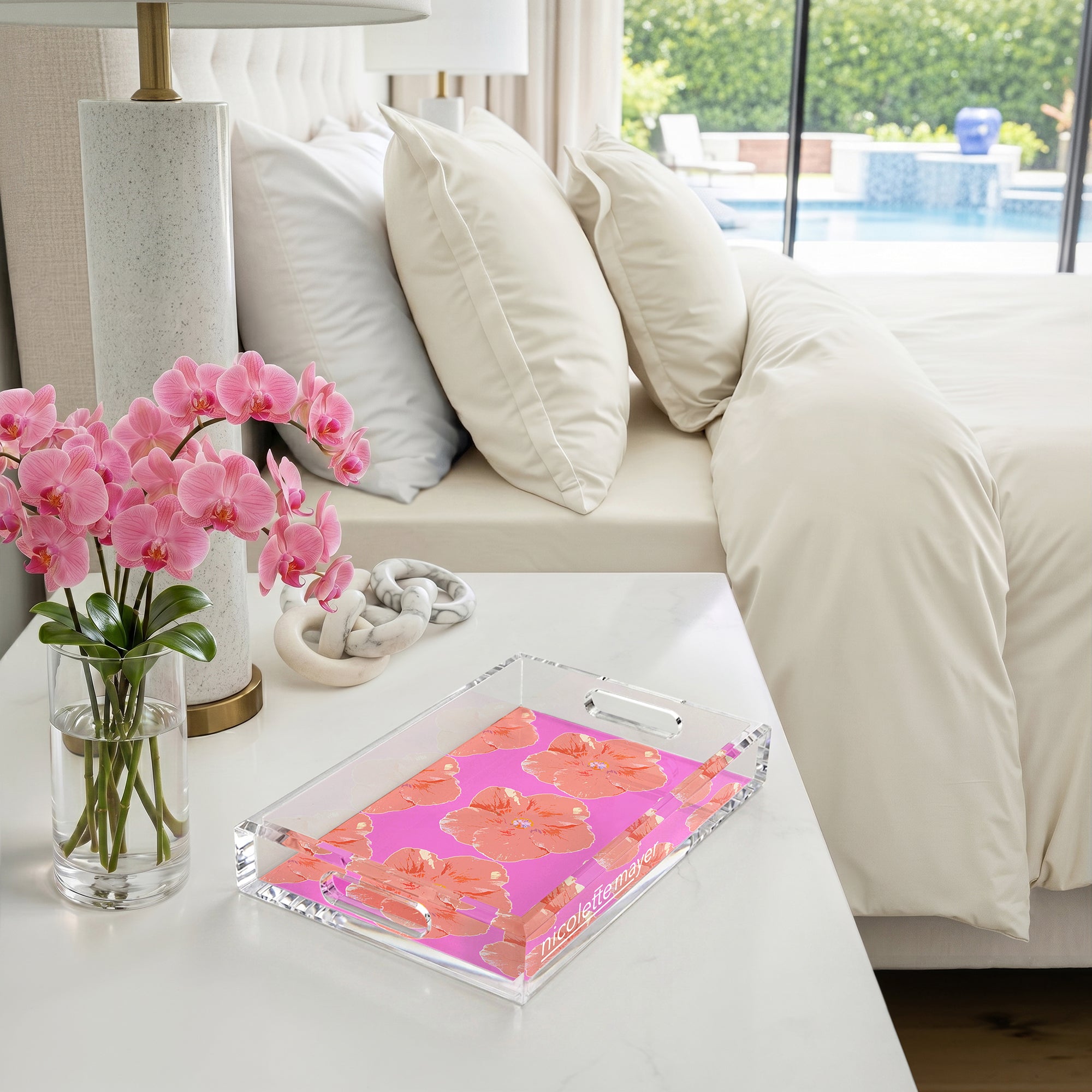 Hibiscus Orchid 12.5X7.75 Acrylic Tray - nicolettemayer.com
