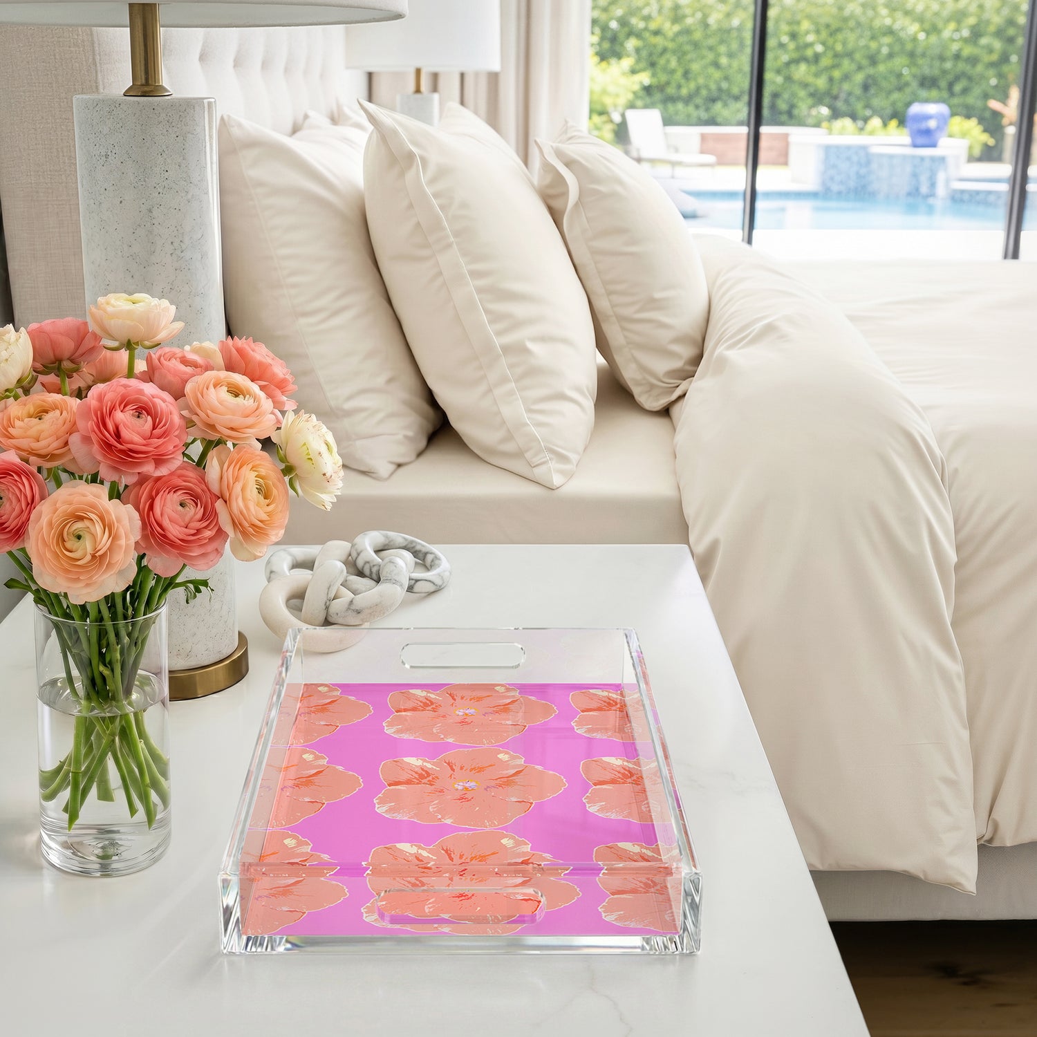 Hibiscus Orchid 17X10.5 Acrylic Tray - nicolettemayer.com

