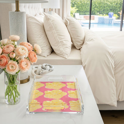 Hibiscus Pink 17X10.5 Acrylic Tray - nicolettemayer.com
