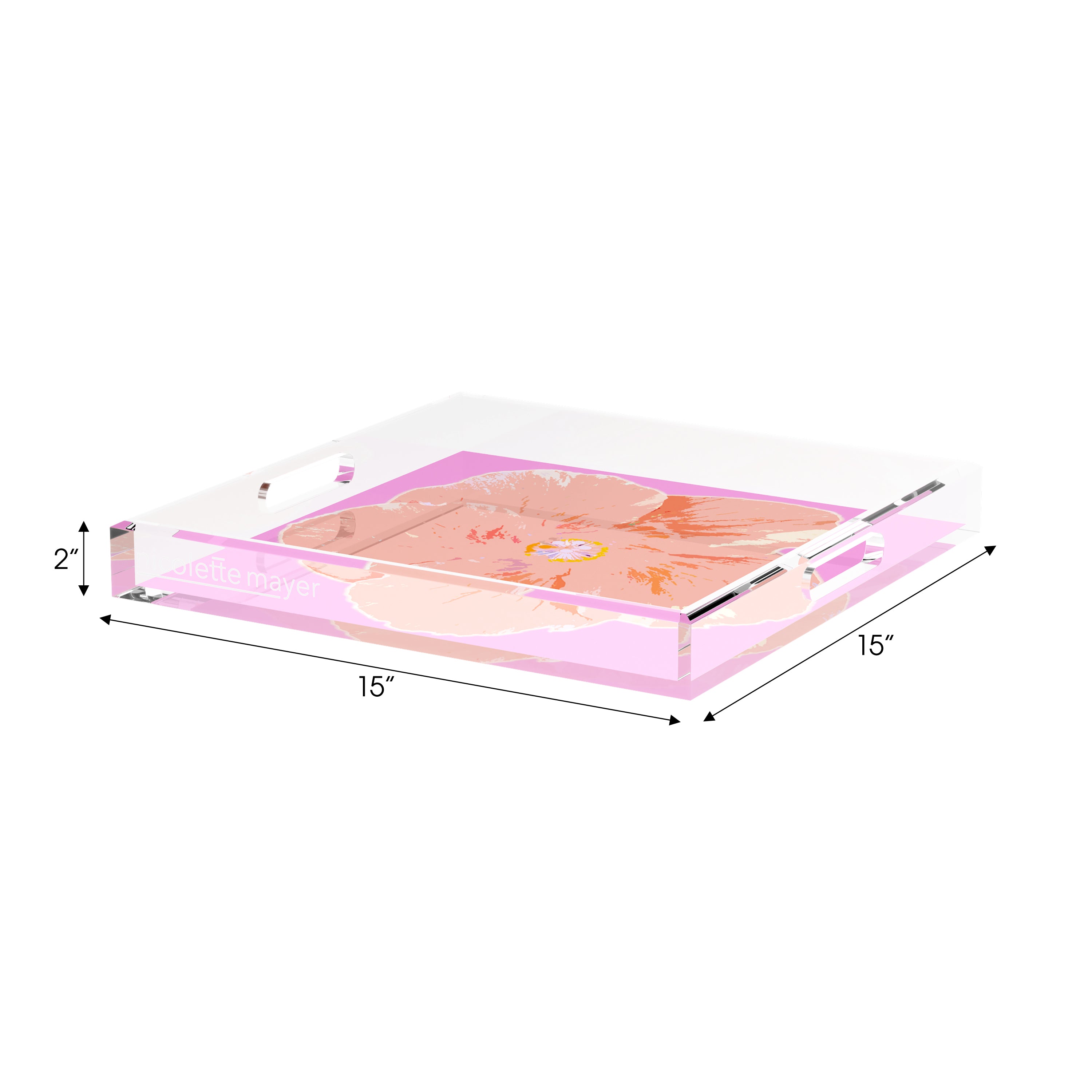 Hibiscus Orchid 15X15 Acrylic Tray - nicolettemayer.com
