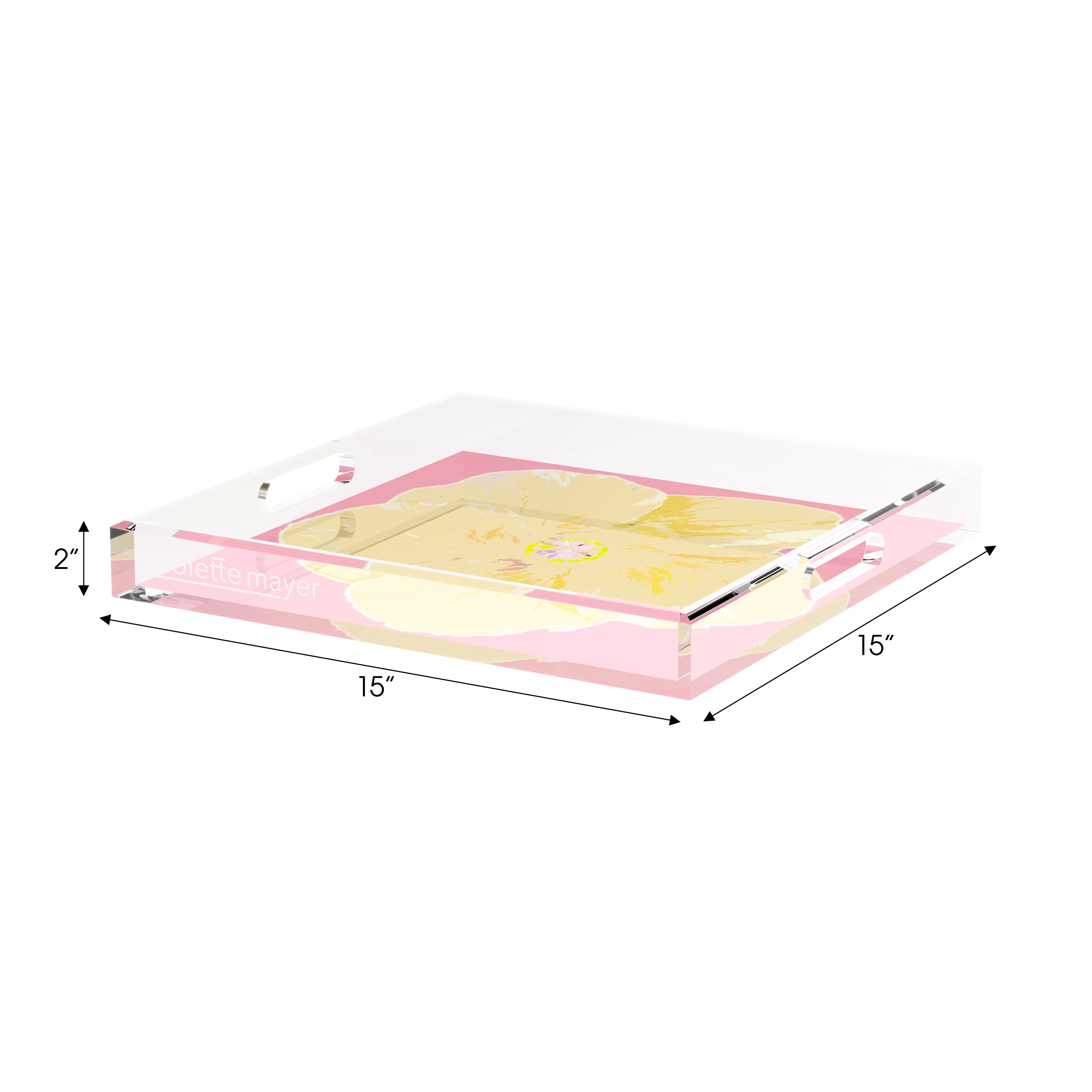 Hibiscus Pink 15X15 Acrylic Tray - nicolettemayer.com
