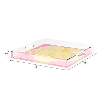 Hibiscus Pink 15X15 Acrylic Tray - nicolettemayer.com
