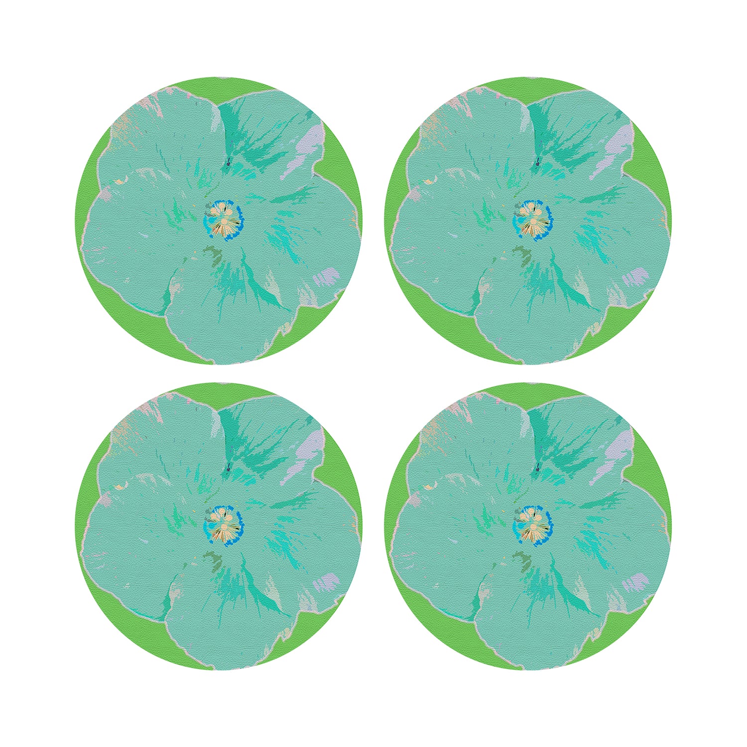 Hibiscus Colony 16&quot; Round Pebble Placemats, Set of 4 - nicolettemayer.com

