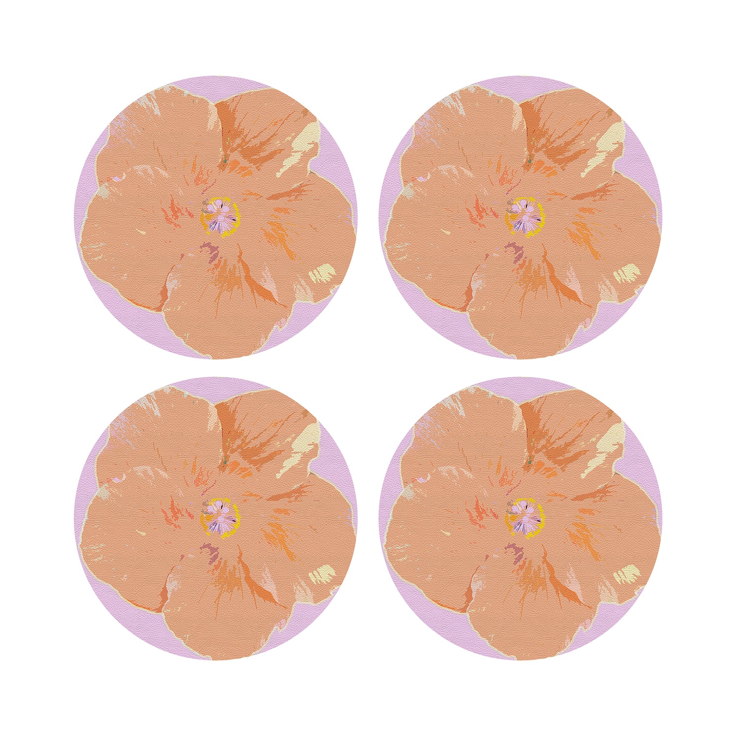 Hibiscus Lilac 16&quot; Round Pebble Placemats, Set of 4 - nicolettemayer.com
