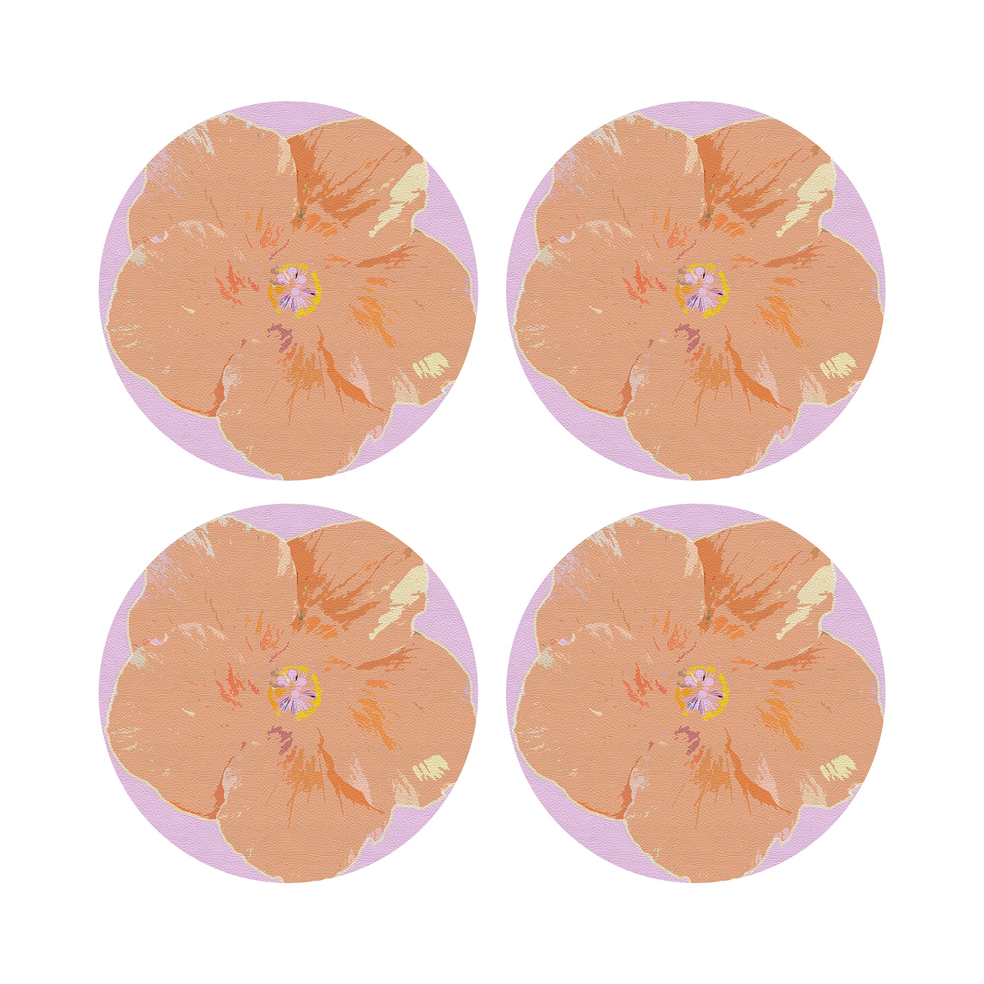 Hibiscus Lilac 16&quot; Round Pebble Placemats, Set of 4 - nicolettemayer.com

