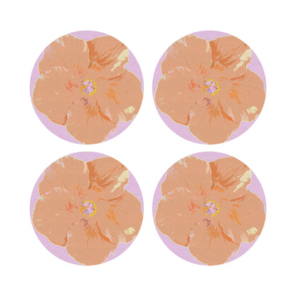 Hibiscus Lilac 16&quot; Round Pebble Placemats, Set of 4 - nicolettemayer.com
