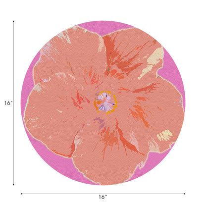 Ensemble de 4 sets de table ronds en galets, motif orchidée hibiscus, 40 cm