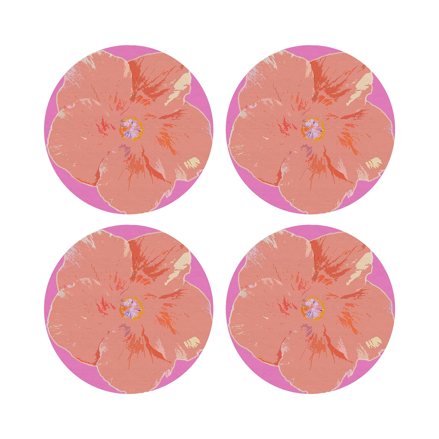 Hibiscus Orchid 16&quot; Round Pebble Placemats, Set of 4 - nicolettemayer.com
