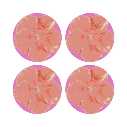 Hibiscus Orchid 16&quot; Round Pebble Placemats, Set of 4 - nicolettemayer.com
