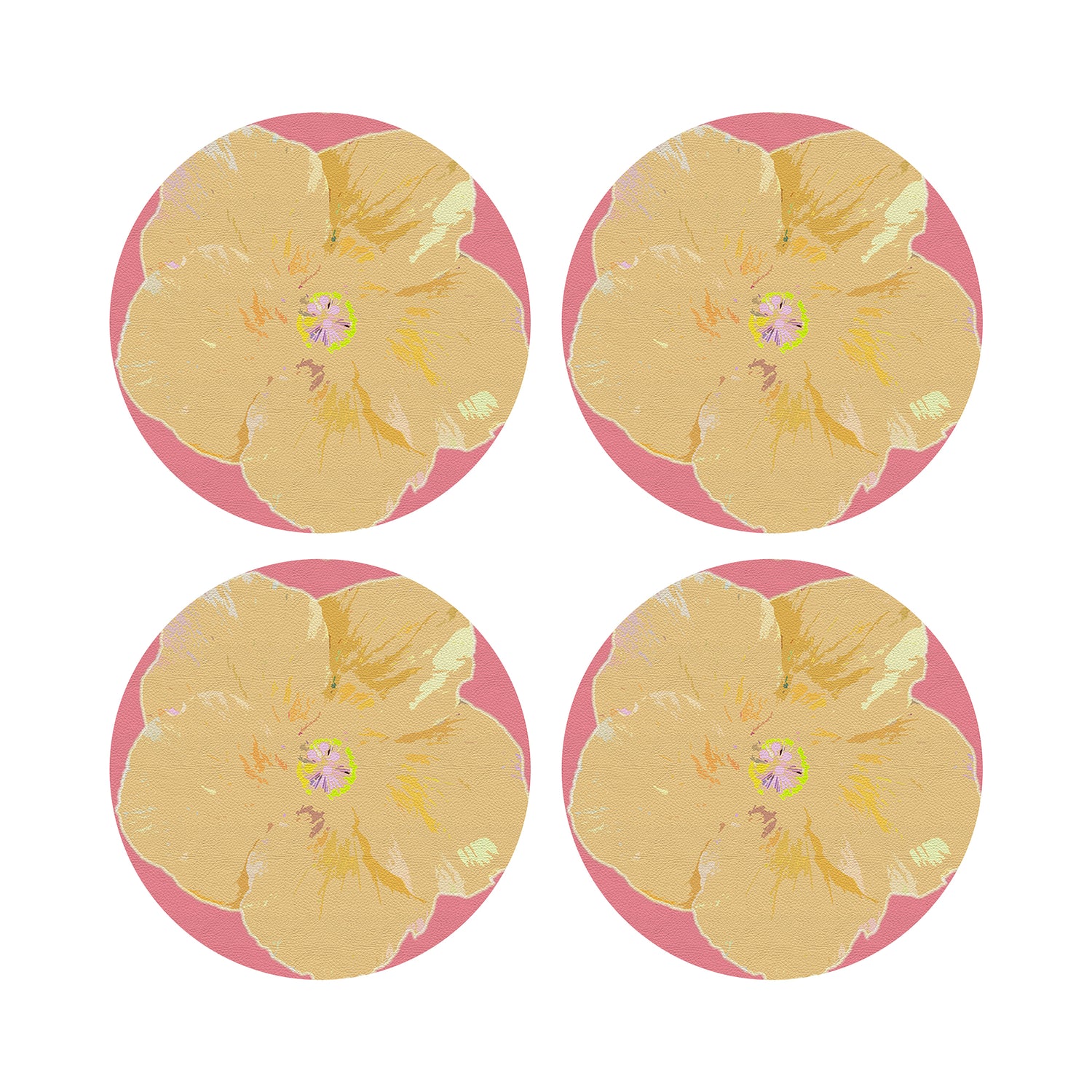 Hibiscus Pink 16&quot; Round Pebble Placemats, Set of 4 - nicolettemayer.com
