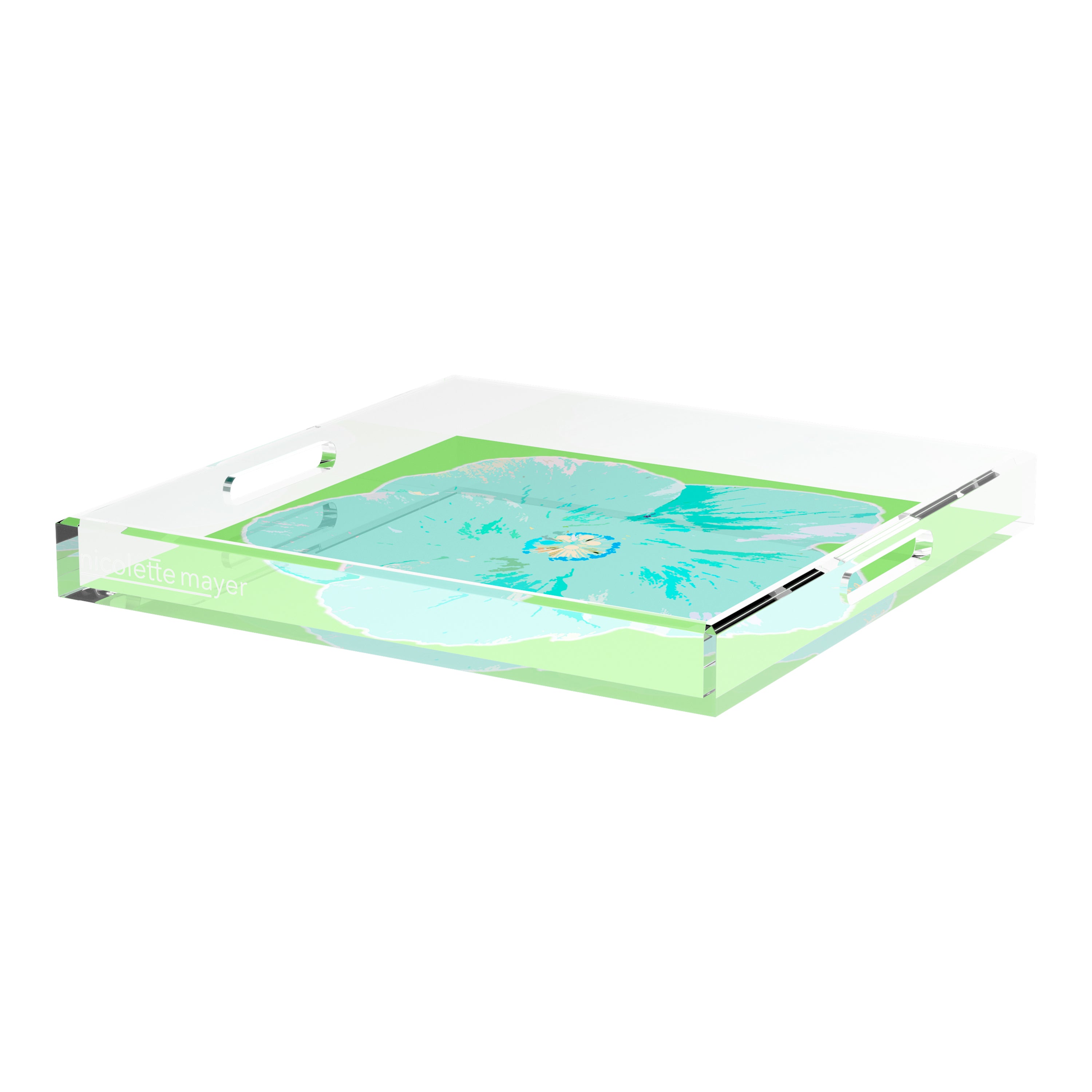 Hibiscus Colony 18X18 Acrylic Tray - nicolettemayer.com
