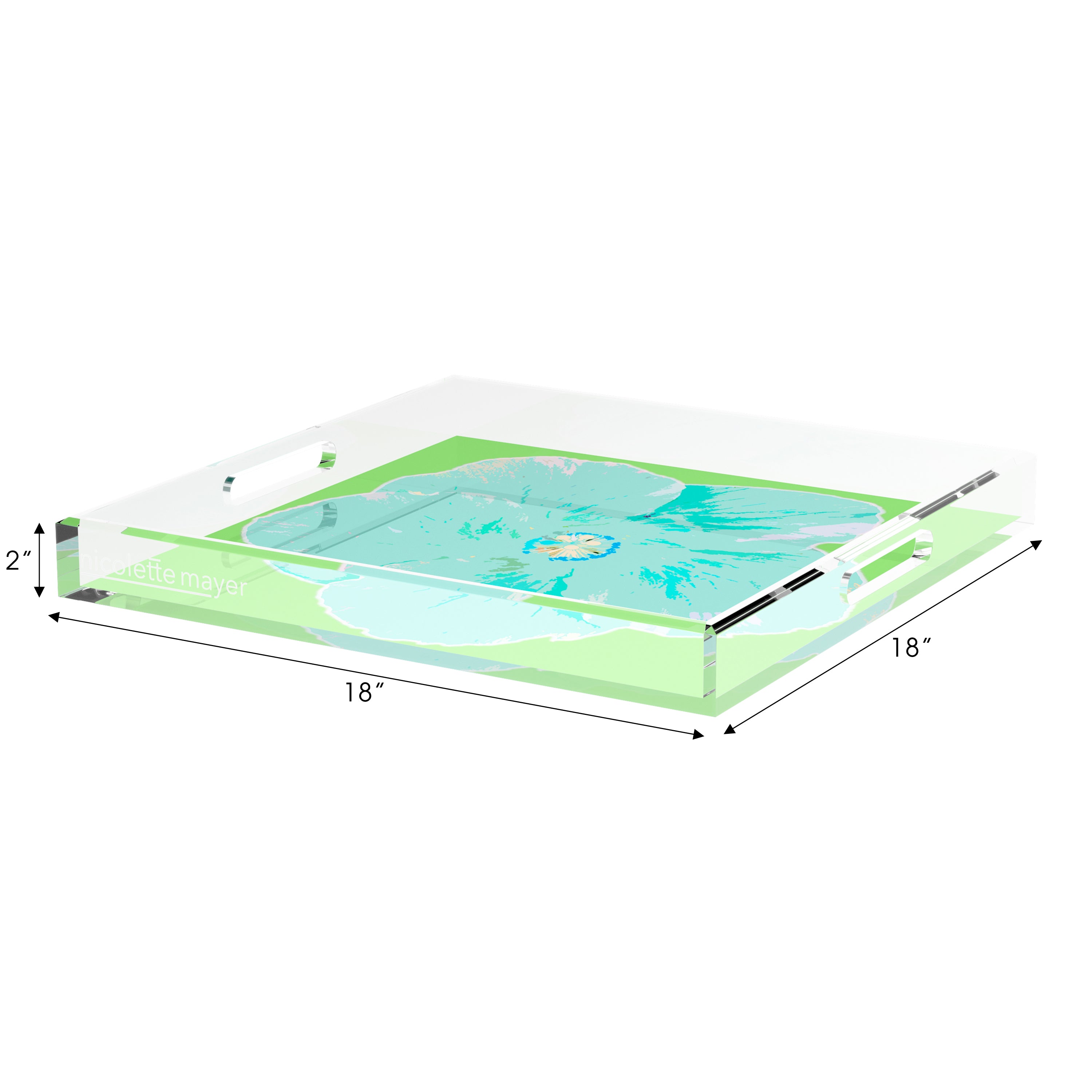 Hibiscus Colony 18X18 Acrylic Tray - nicolettemayer.com
