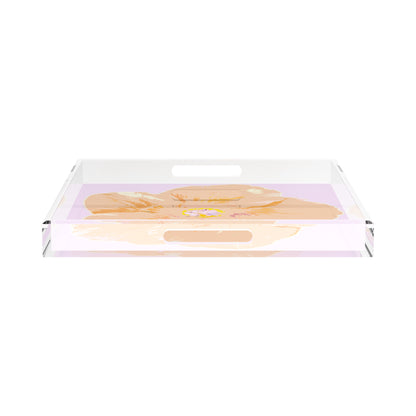 Hibiscus Lilac 18X18 Acrylic Tray - nicolettemayer.com
