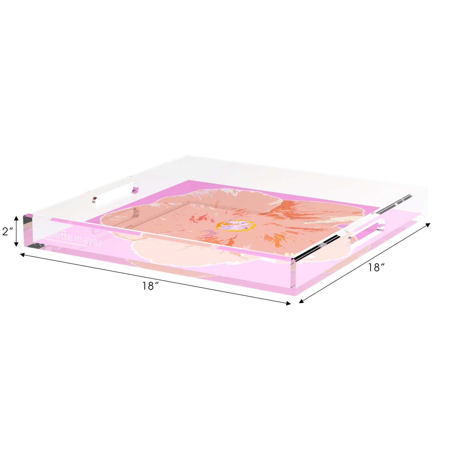 Hibiscus Orchid 18X18 Acrylic Tray - nicolettemayer.com
