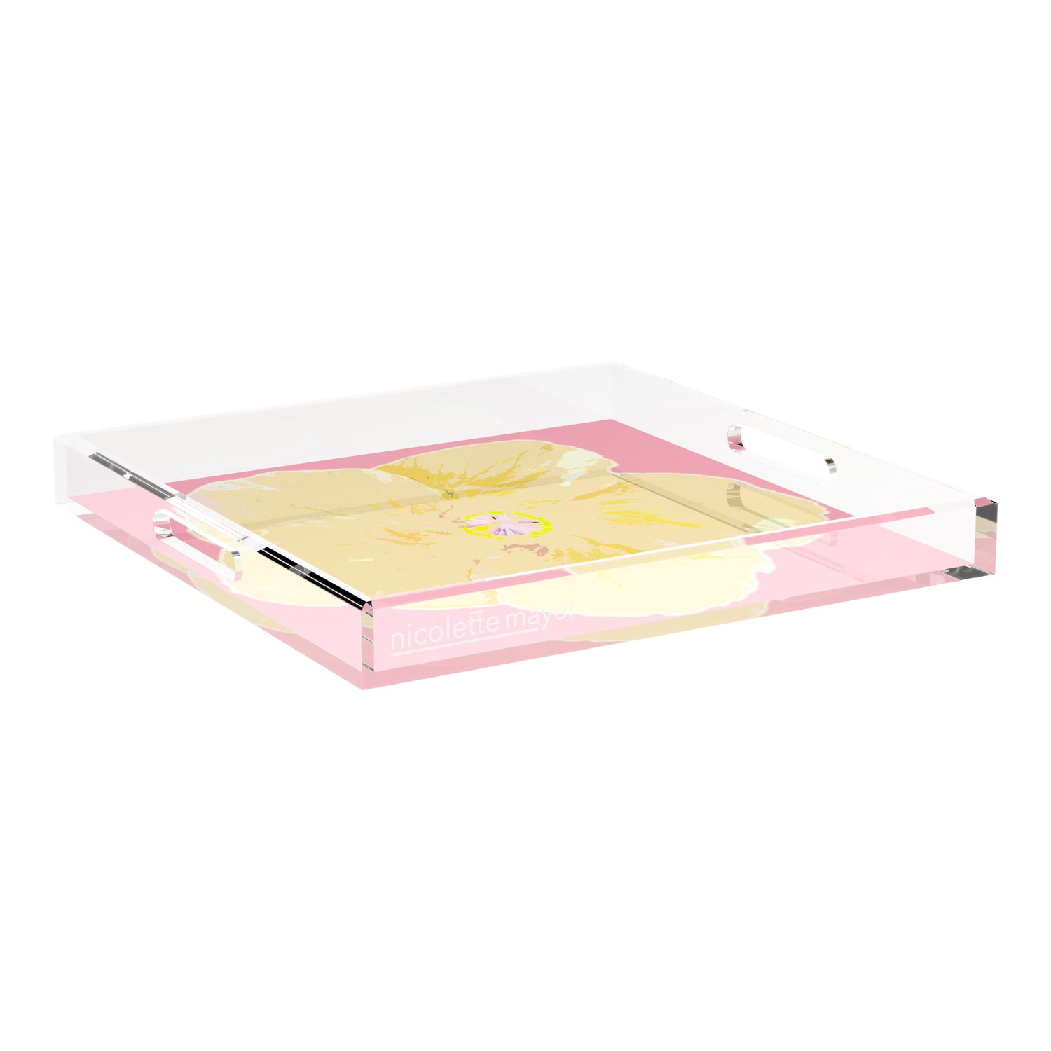 Hibiscus Pink 18X18 Acrylic Tray - nicolettemayer.com

