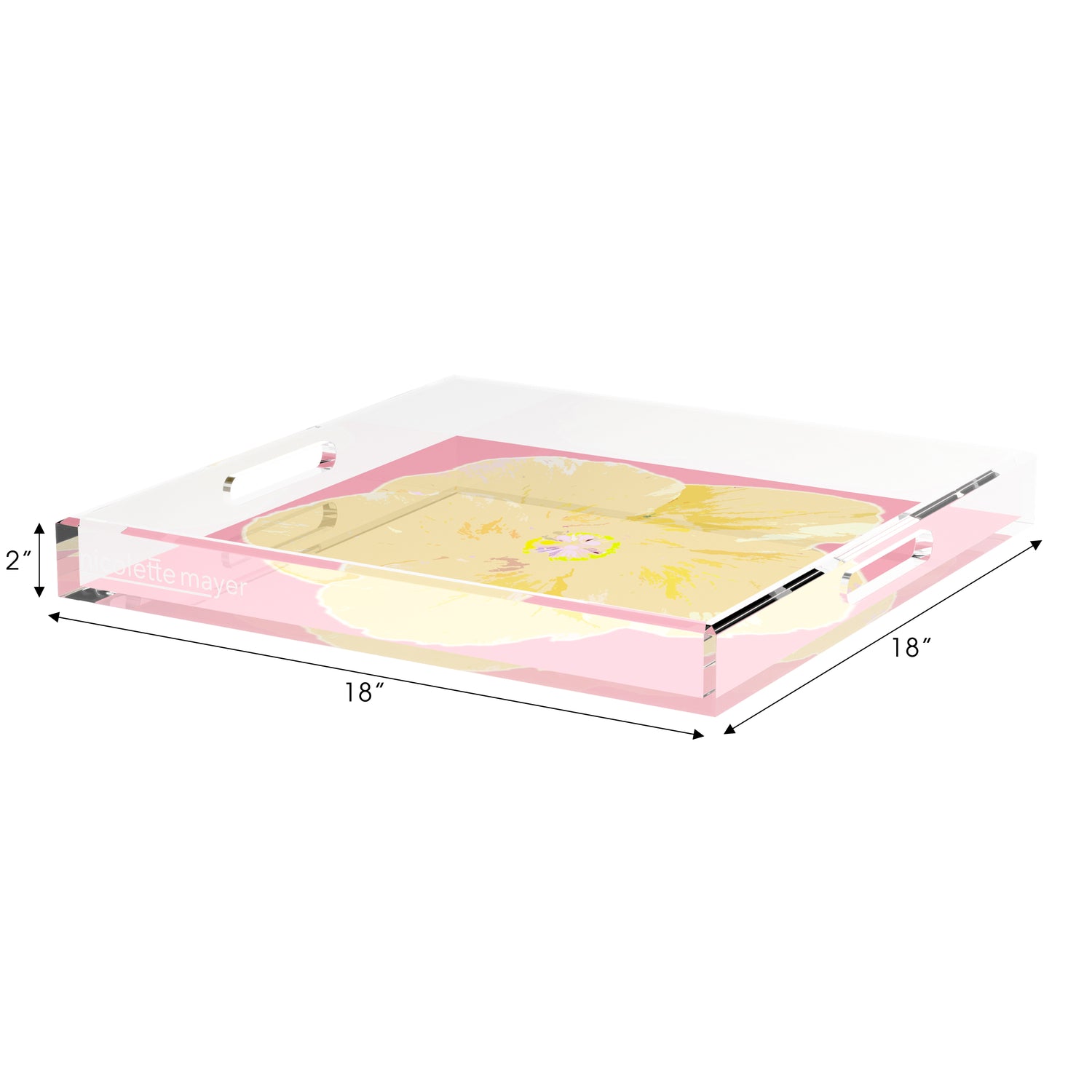 Hibiscus Pink 18X18 Acrylic Tray - nicolettemayer.com
