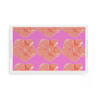 Hibiscus Orchid 17X10.5 Acrylic Tray - nicolettemayer.com

