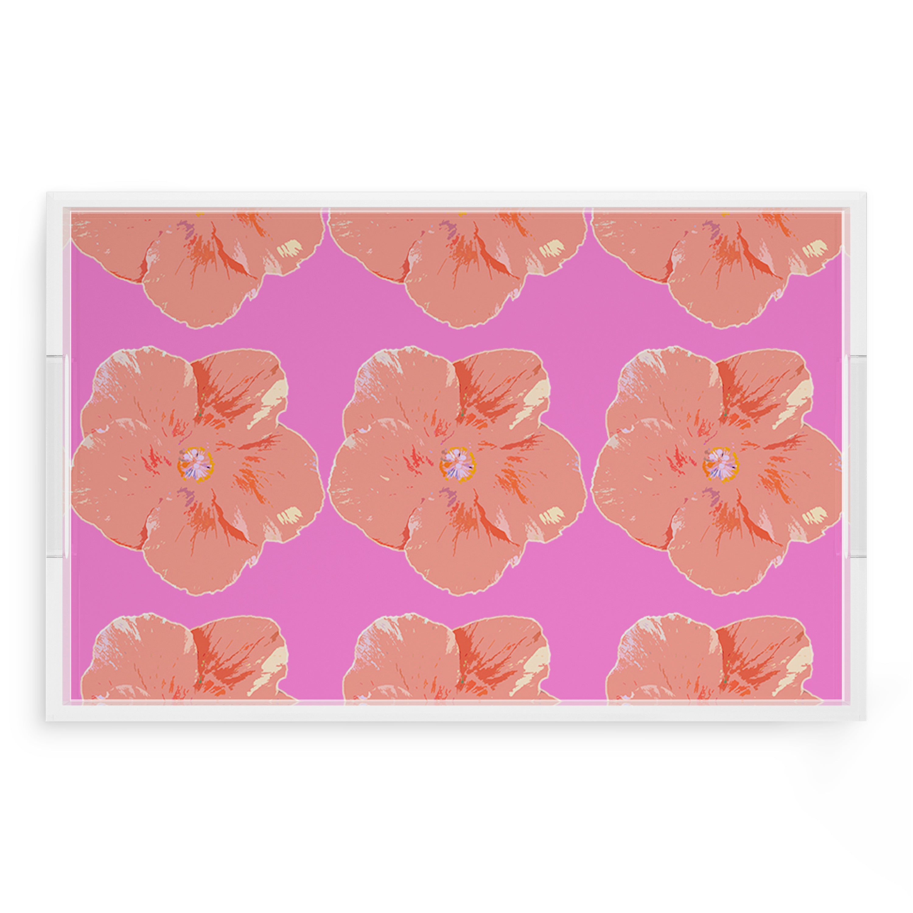Hibiscus Orchid 22.5X14.5 Acrylic Tray - nicolettemayer.com
