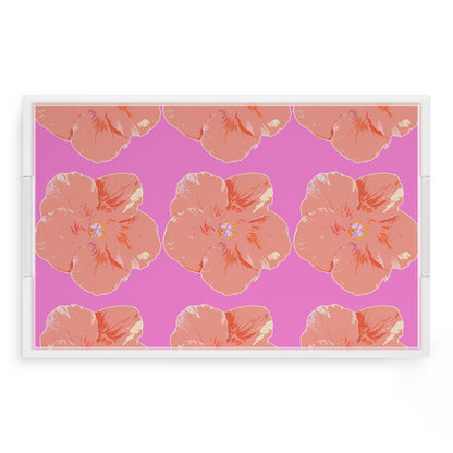 Hibiscus Orchid 22.5X14.5 Acrylic Tray - nicolettemayer.com
