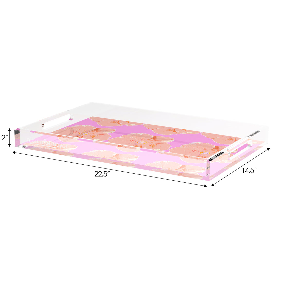 Hibiscus Orchid 22.5X14.5 Acrylic Tray - nicolettemayer.com
