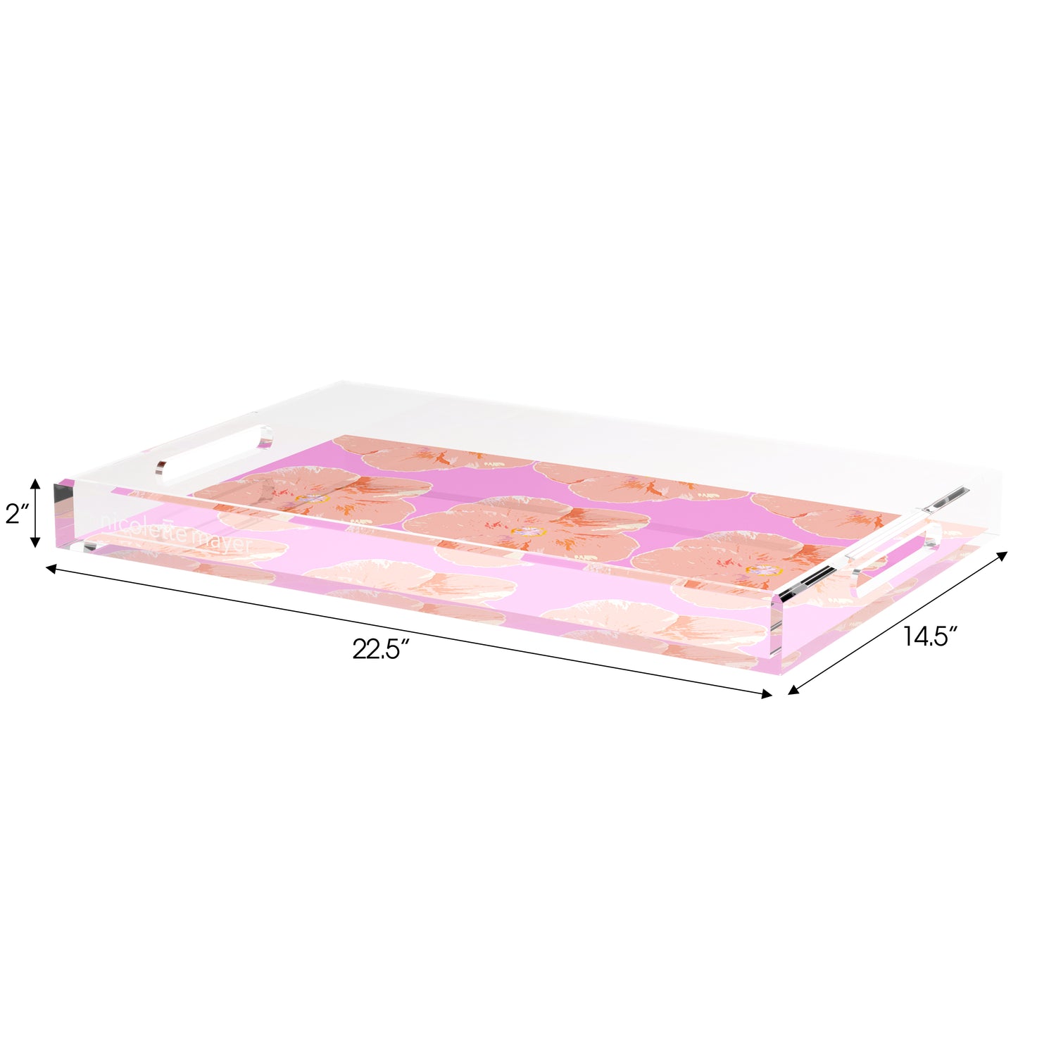 Hibiscus Orchid 22.5X14.5 Acrylic Tray - nicolettemayer.com
