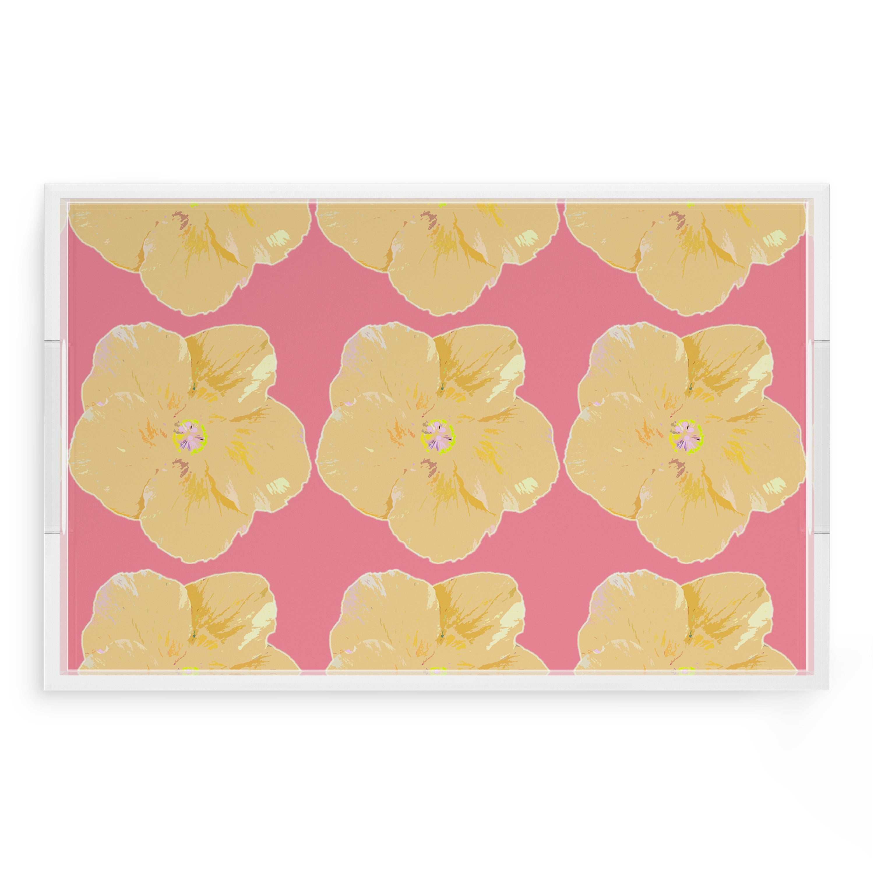 Hibiscus Pink 22.5X14.5 Acrylic Tray - nicolettemayer.com
