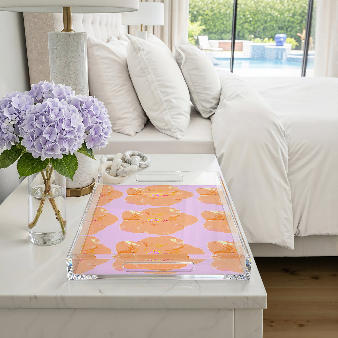 Hibiscus Lilac 22.5X14.5 Acrylic Tray - nicolettemayer.com
