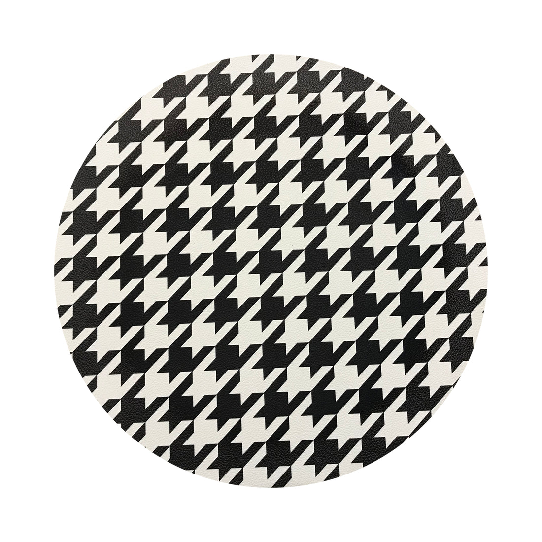 HOUNDSTOOTH BLACK WHITE 16 ROUND PEBBLE PLACEMAT, SET OF 4 - nicolettemayer.com