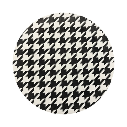 HOUNDSTOOTH BLACK WHITE 16&quot; Round Pebble Placemats, Set of 4 - nicolettemayer.com

