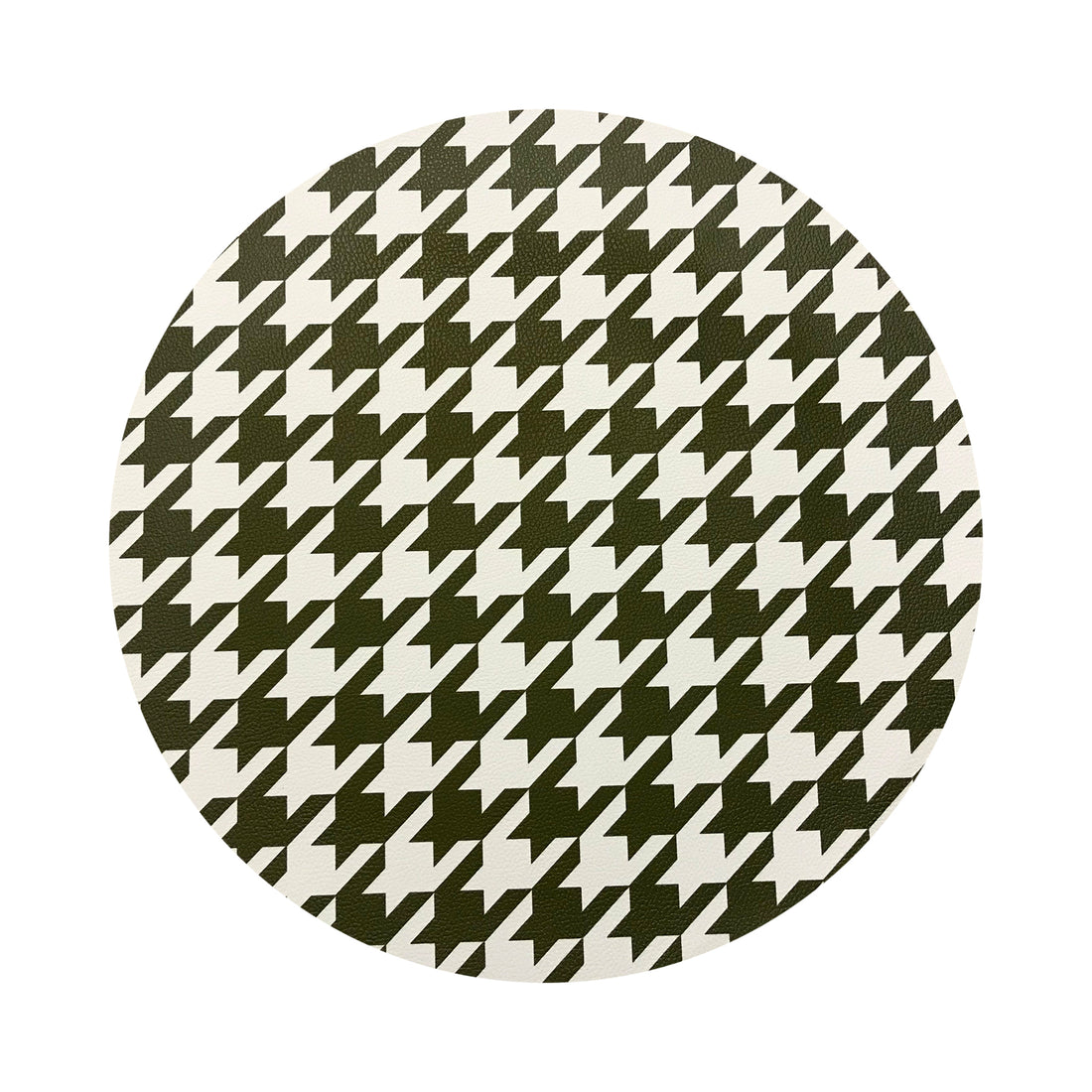 HOUNDSTOOTH GREEN WHITE 16 ROUND PEBBLE PLACEMAT, SET OF 4 - nicolettemayer.com