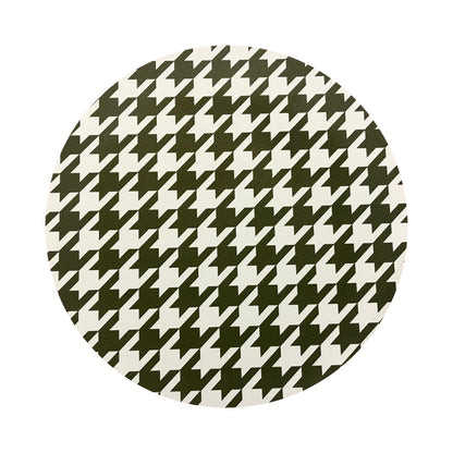 HOUNDSTOOTH GREEN WHITE 16&quot; Round Pebble Placemats, Set of 4 - nicolettemayer.com
