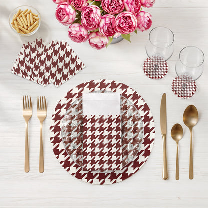 HOUNDSTOOTH RED WHITE 16" Round Pebble Placemats, Set of 4 - nicolettemayer.com
