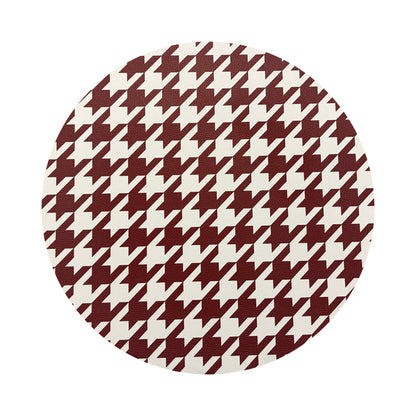 HOUNDSTOOTH RED WHITE 16&quot; Round Pebble Placemats, Set of 4 - nicolettemayer.com
