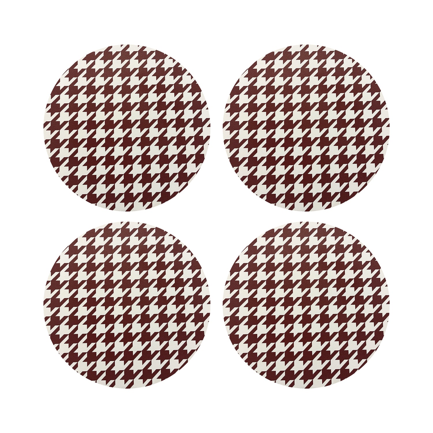 HOUNDSTOOTH RED WHITE 16&quot; Round Pebble Placemats, Set of 4 - nicolettemayer.com
