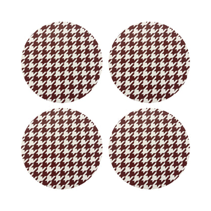 HOUNDSTOOTH RED WHITE 16&quot; Round Pebble Placemats, Set of 4 - nicolettemayer.com
