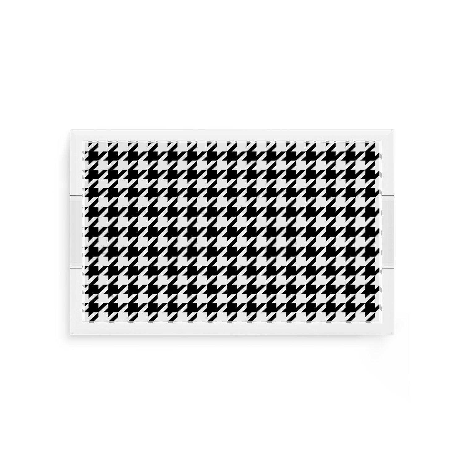 Houndstooth Black White 12.5X7.75 Acrylic Tray - nicolettemayer.com
