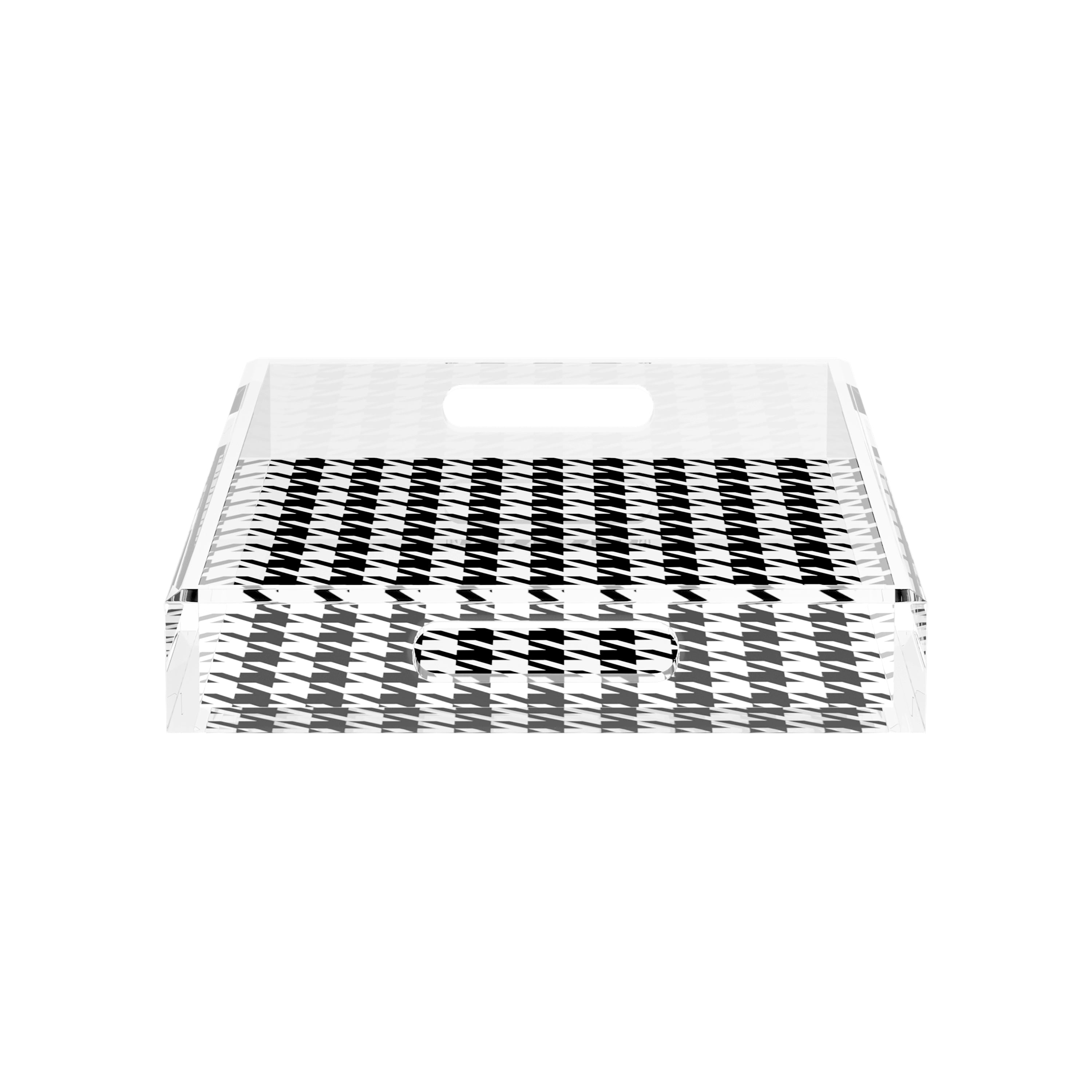 Houndstooth Black White 17X10.5 Acrylic Tray - nicolettemayer.com
