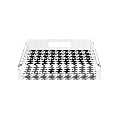 Houndstooth Black White 17X10.5 Acrylic Tray - nicolettemayer.com
