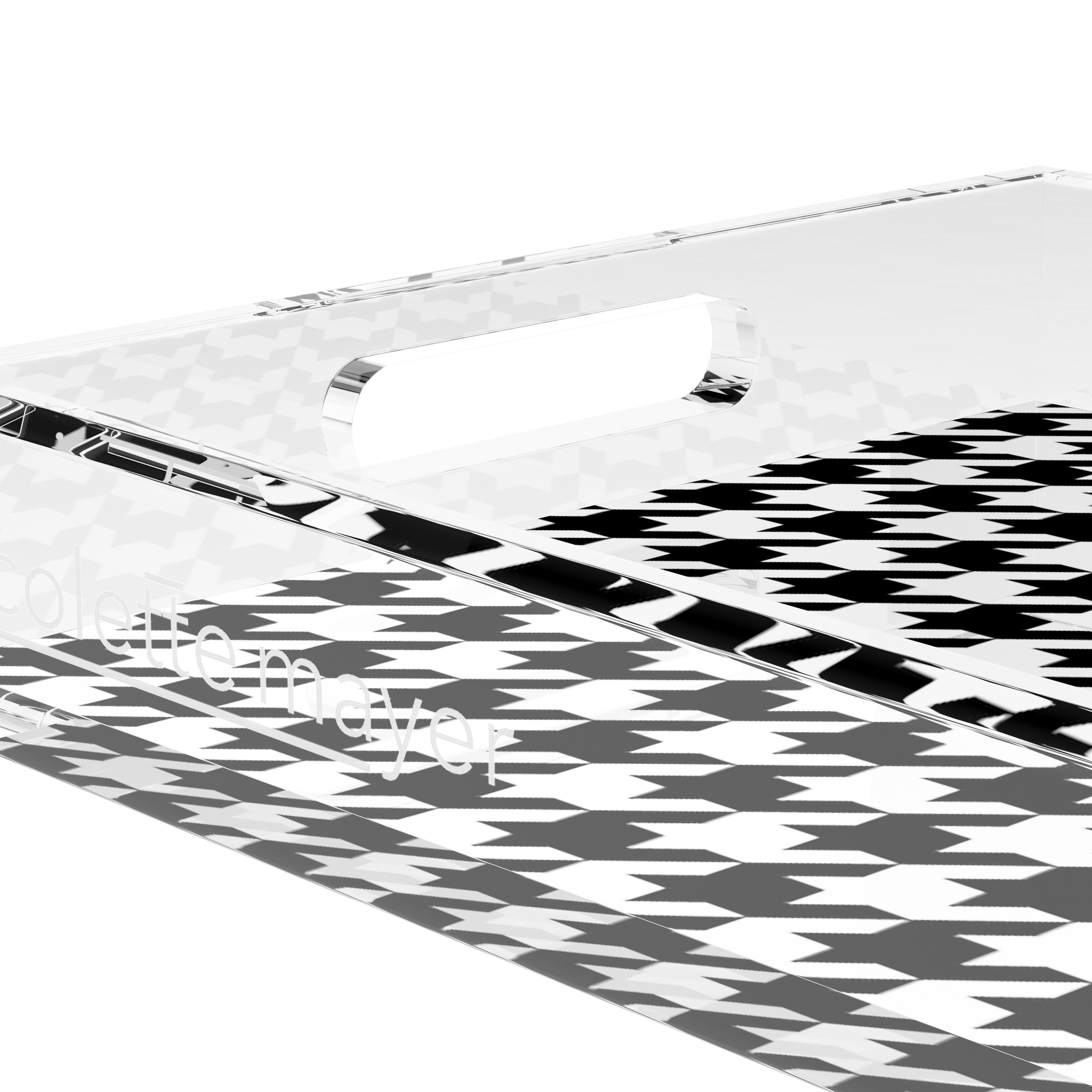 Houndstooth Black White 17X10.5 Acrylic Tray - nicolettemayer.com
