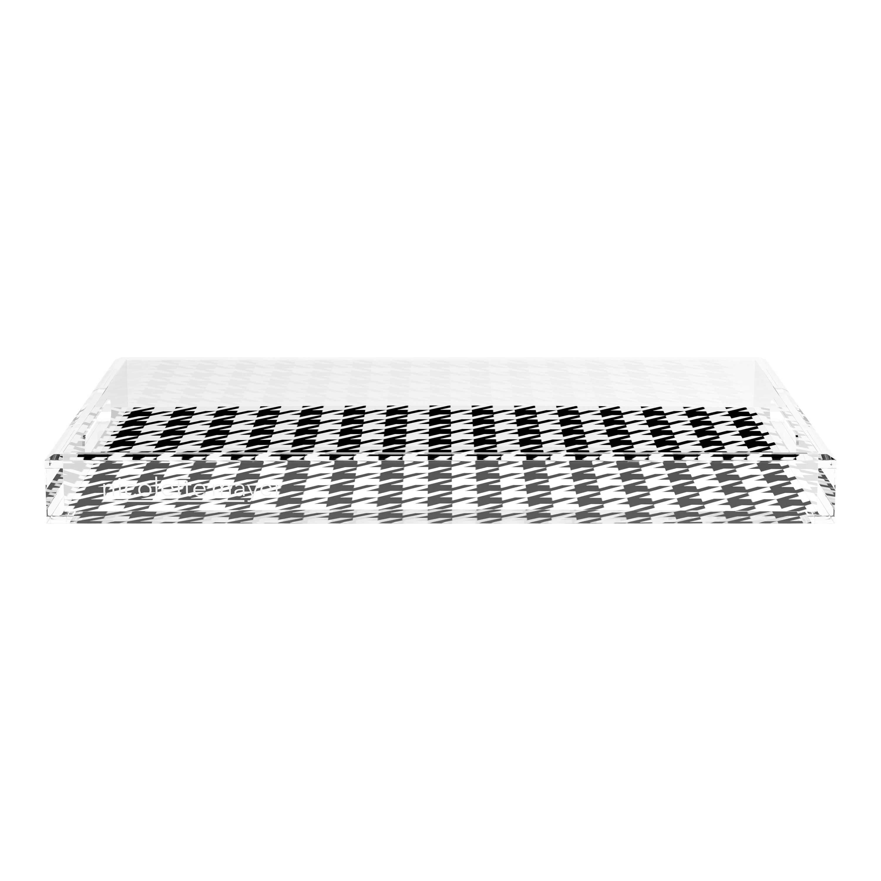 Houndstooth Black White 22.5X14.5 Acrylic Tray - nicolettemayer.com
