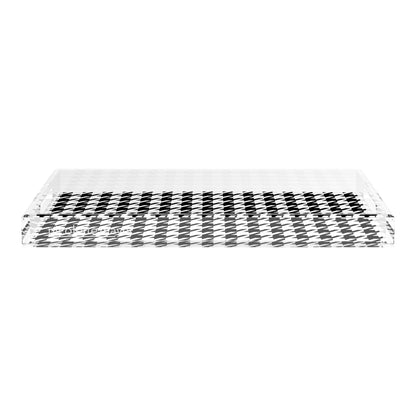Houndstooth Black White 22.5X14.5 Acrylic Tray - nicolettemayer.com
