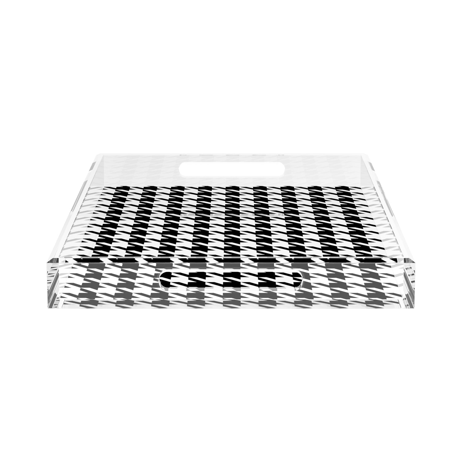 Houndstooth Black White 22.5X14.5 Acrylic Tray - nicolettemayer.com
