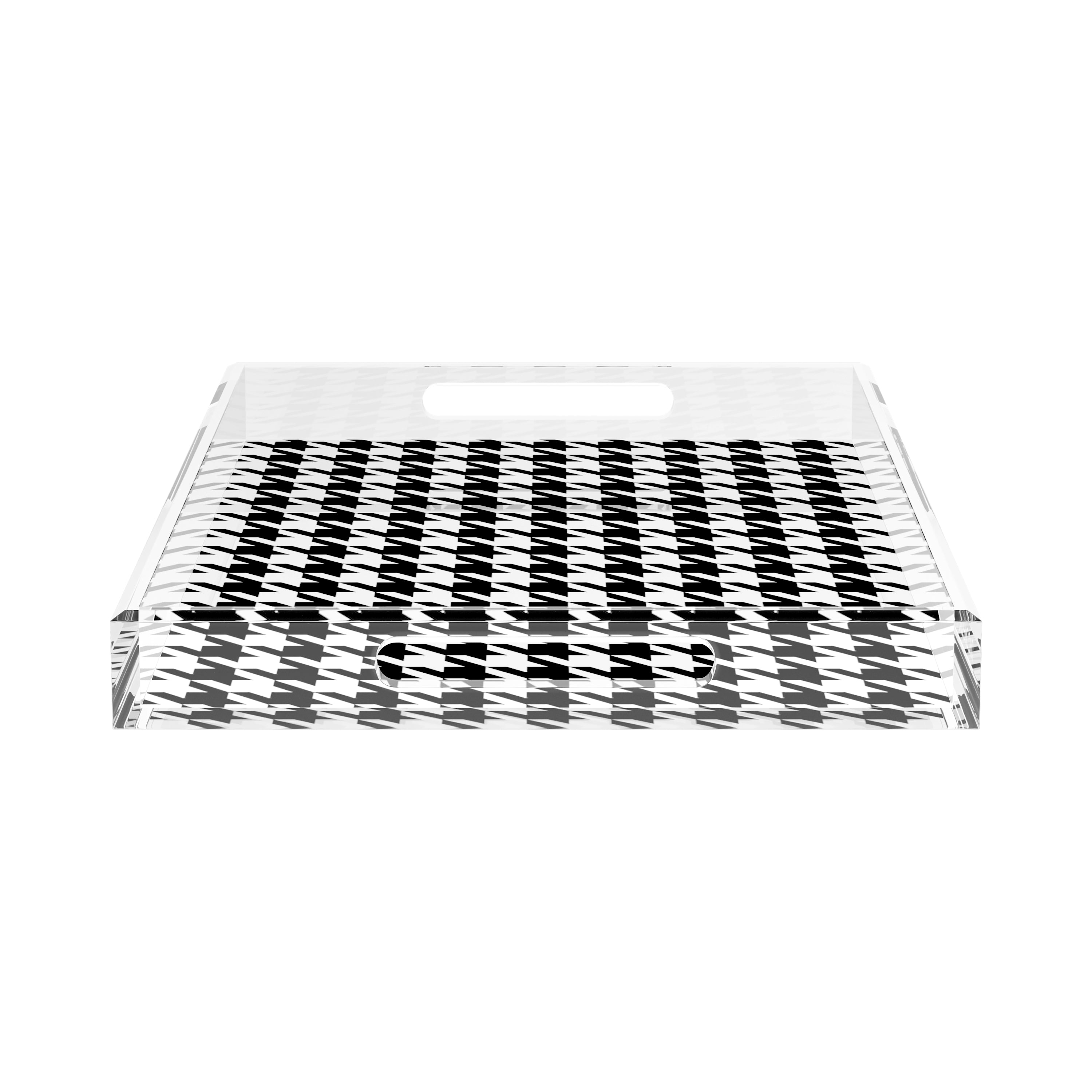 Houndstooth Black White 22.5X14.5 Acrylic Tray - nicolettemayer.com
