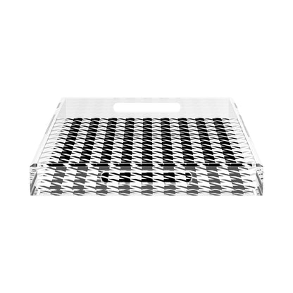 Houndstooth Black White 22.5X14.5 Acrylic Tray - nicolettemayer.com
