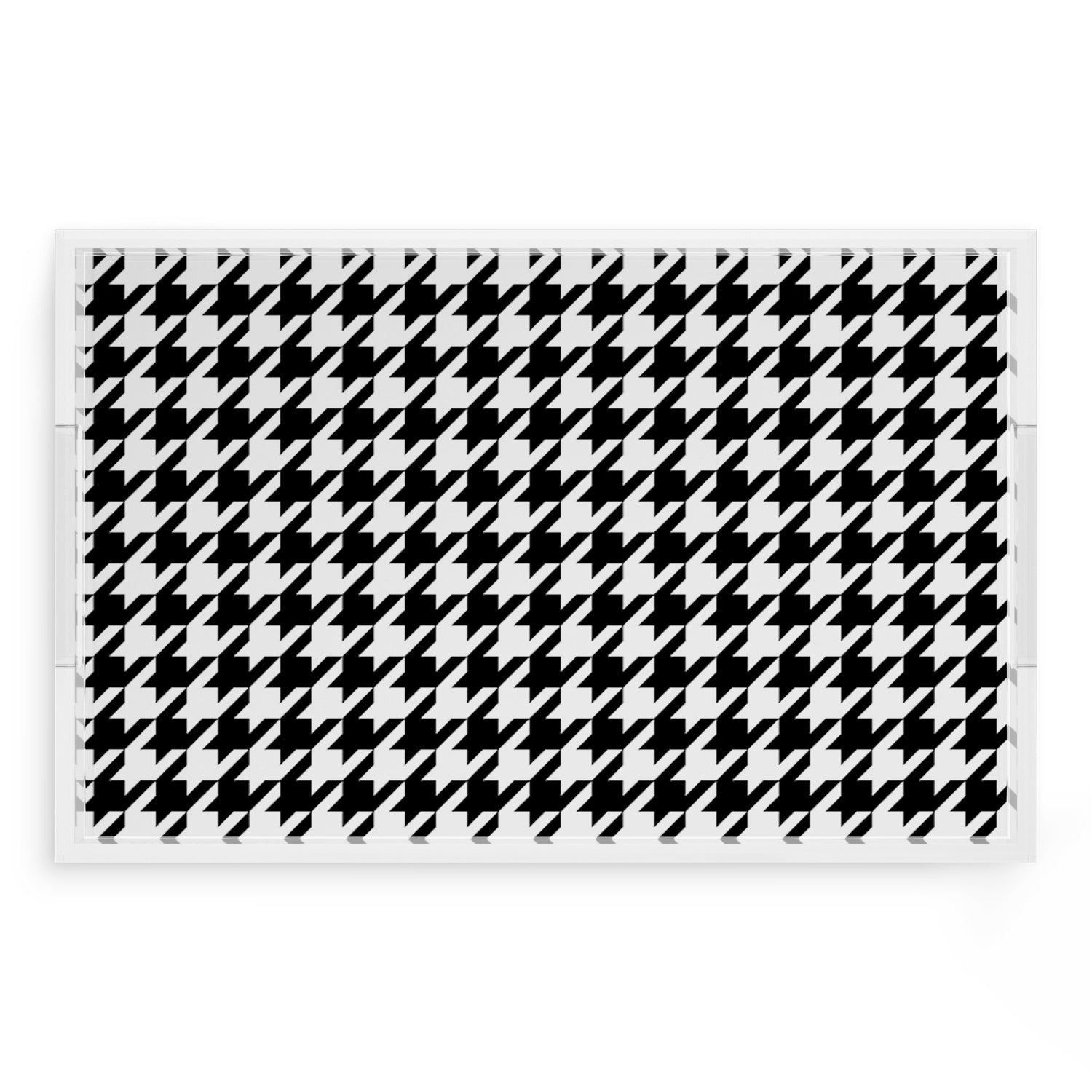 Houndstooth Black White 22.5X14.5 Acrylic Tray - nicolettemayer.com
