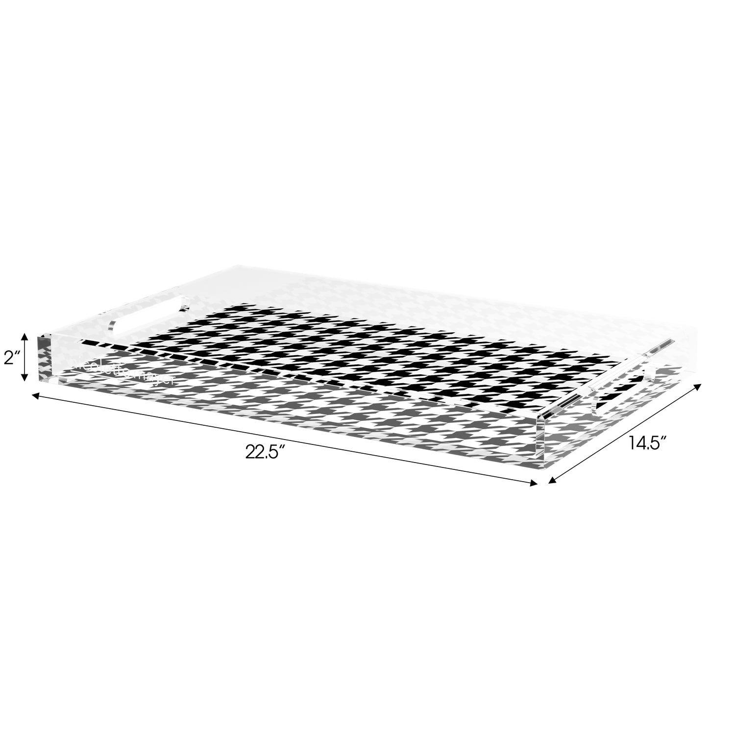 Houndstooth Black White 22.5X14.5 Acrylic Tray - nicolettemayer.com
