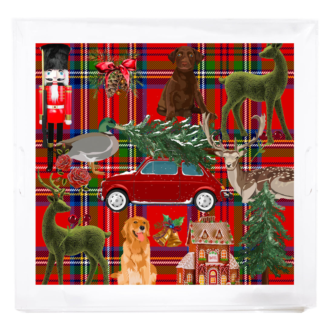 Ultimate Christmas Plaid Acrylic Square Decorative Tray