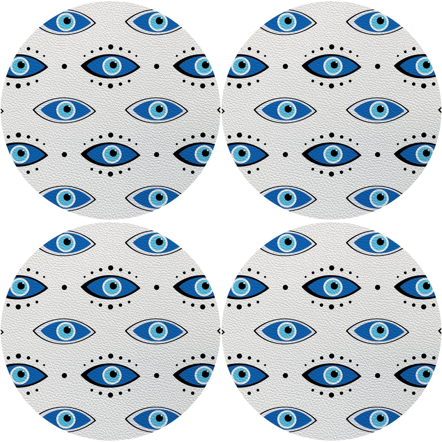 Eyes Blue White 16 Round Pebble Placemats, Set Of 4