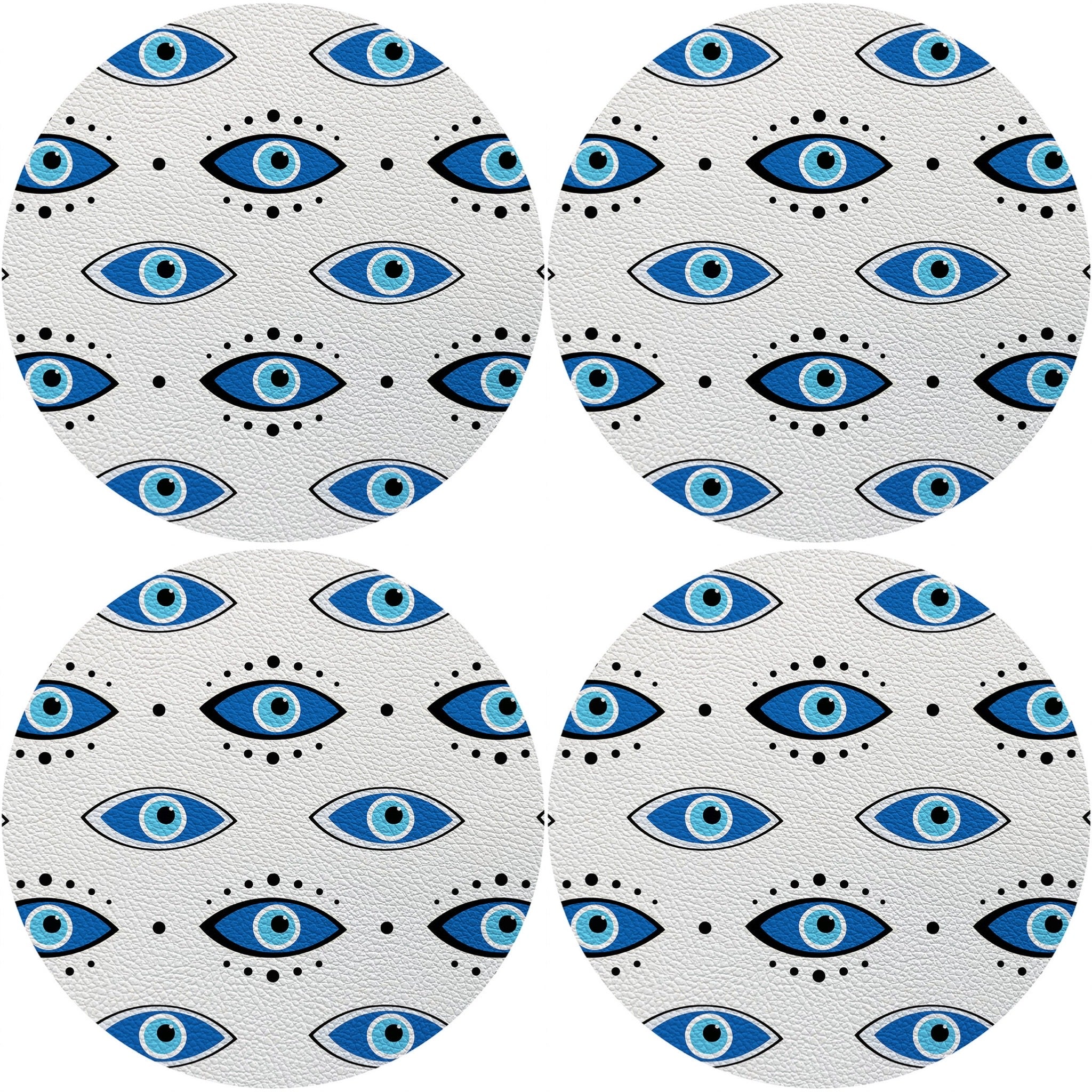 Eyes Blue White 16 Round Pebble Placemats, Set Of 4