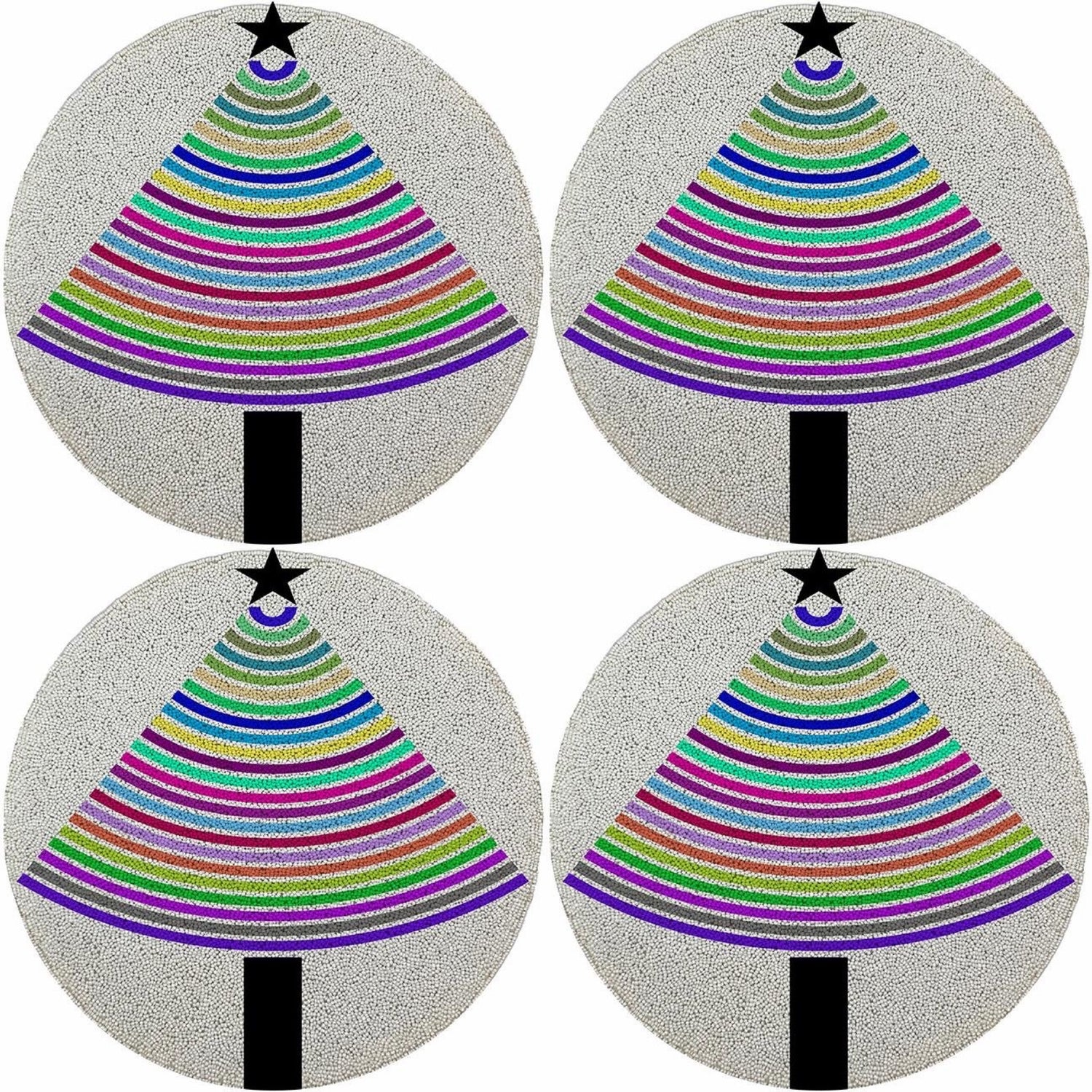 Christmas Tree Brights 16 Round Beaded Smooth - Set of 4